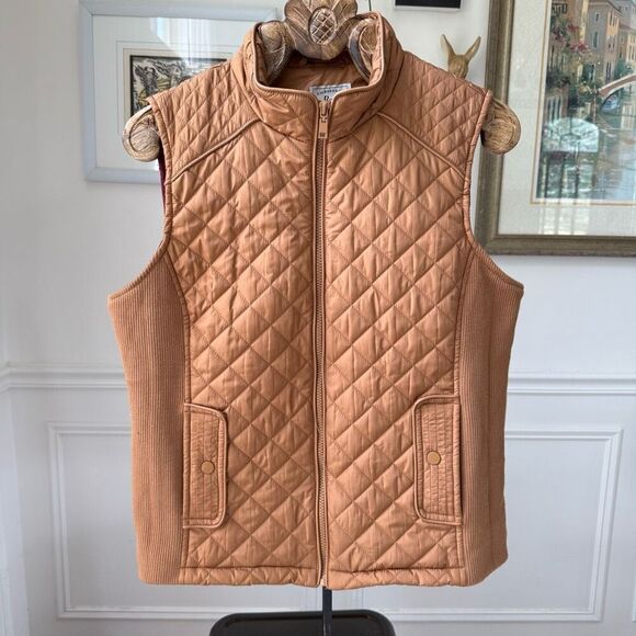 G.H. BASS Company Women's Caramel Brown Quilted Full Zip Vest L - Picture 1 of 8